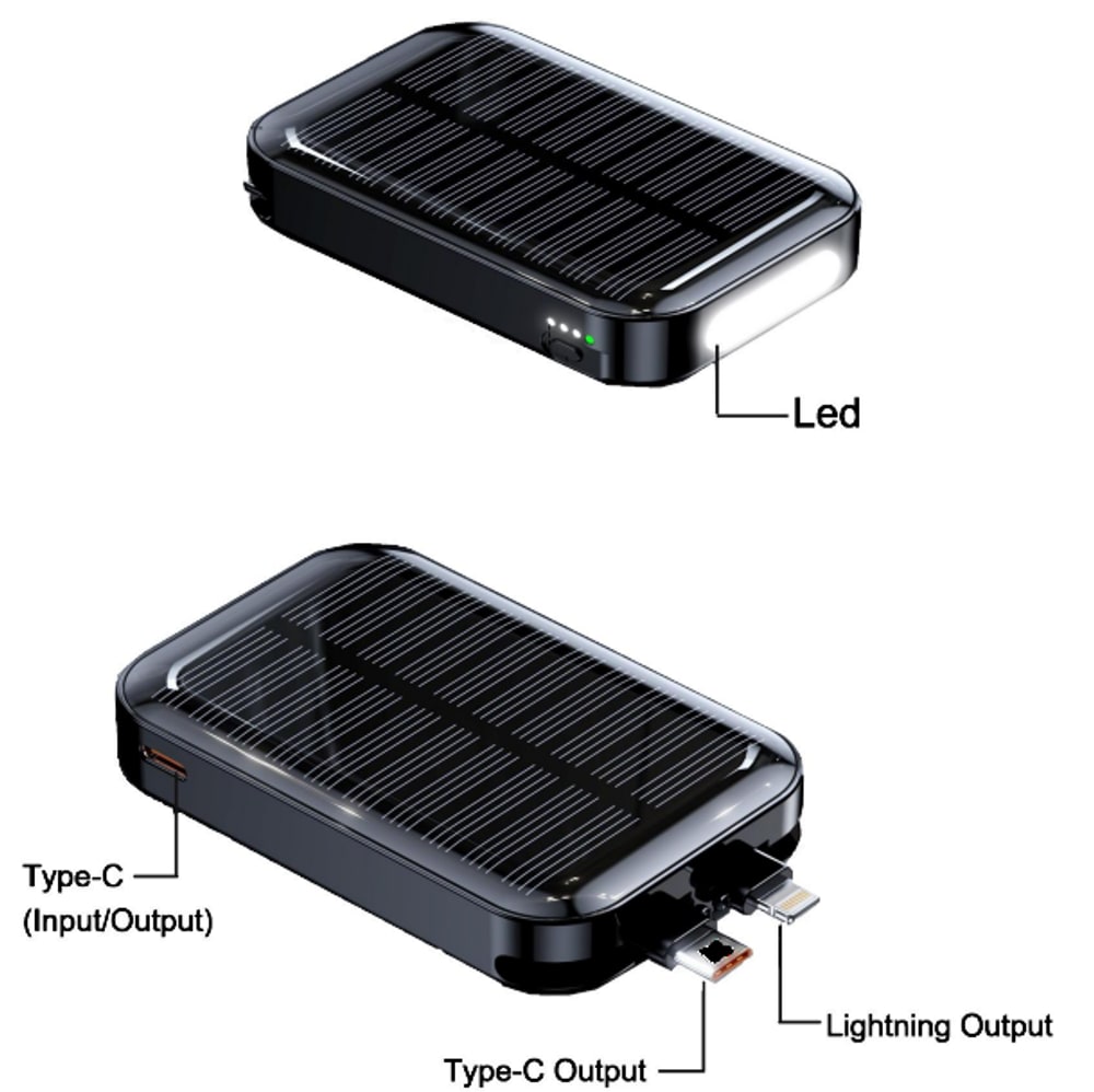 Power Bank Solar Kaise KPB22 5000 mAh 22,5 W con Linterna